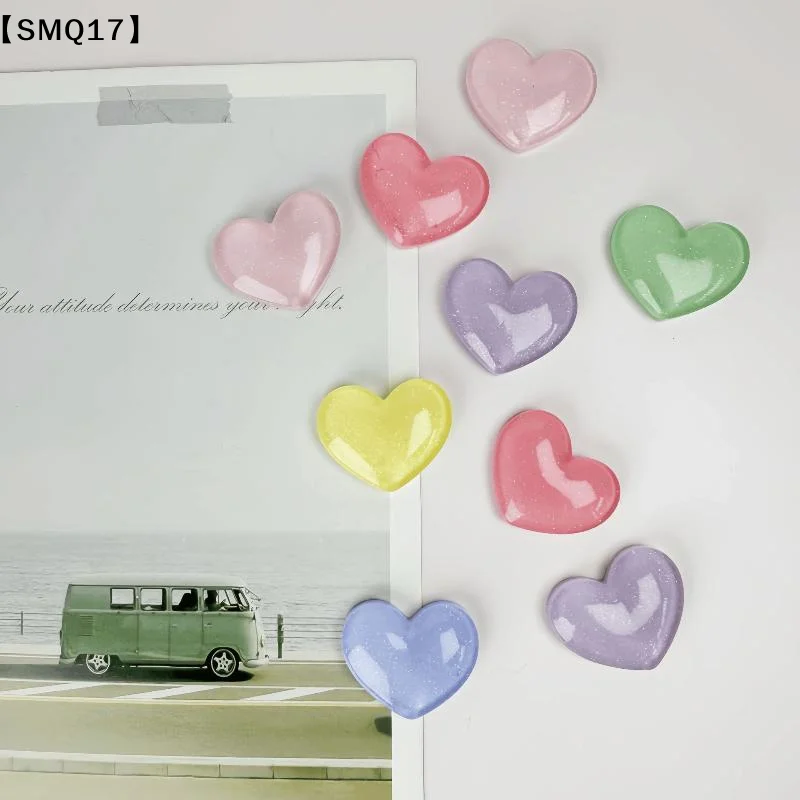10 PCS 3D Heart Resin Color Magnetic Fridge Magnets Stickers For Photo Wall Whiteboard Message Memo Decoration【SMQ】