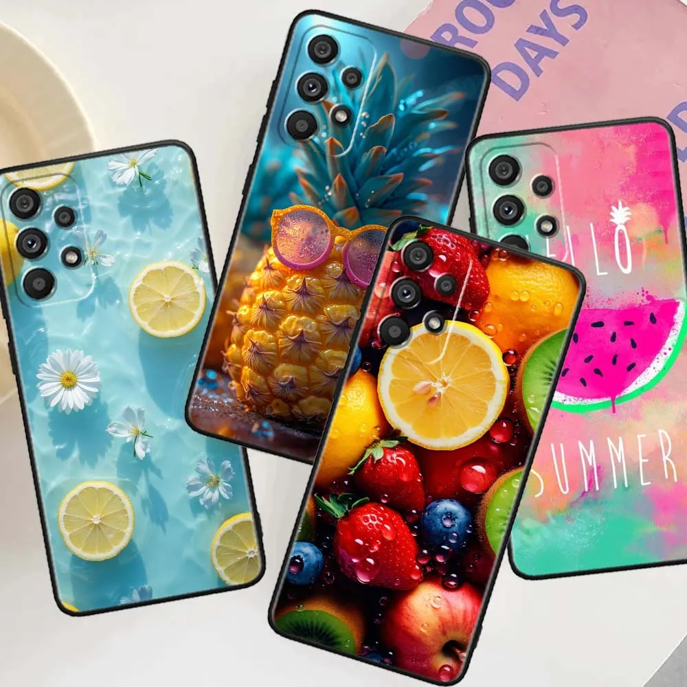 Colorful Summer Pattern For Samsung Galaxy A04 A26 A37 A17 A33 A35 A36 A07 A41 A42 A50 A51 A52 A53 Black Phone Case