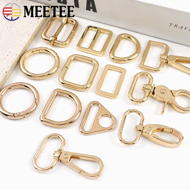 

10Pcs 20-38mm LightGold Metal Bag Hardware O D Rings Buckle Strap Connector for Purse Pet Collar Buckles DIY Repair Accessories