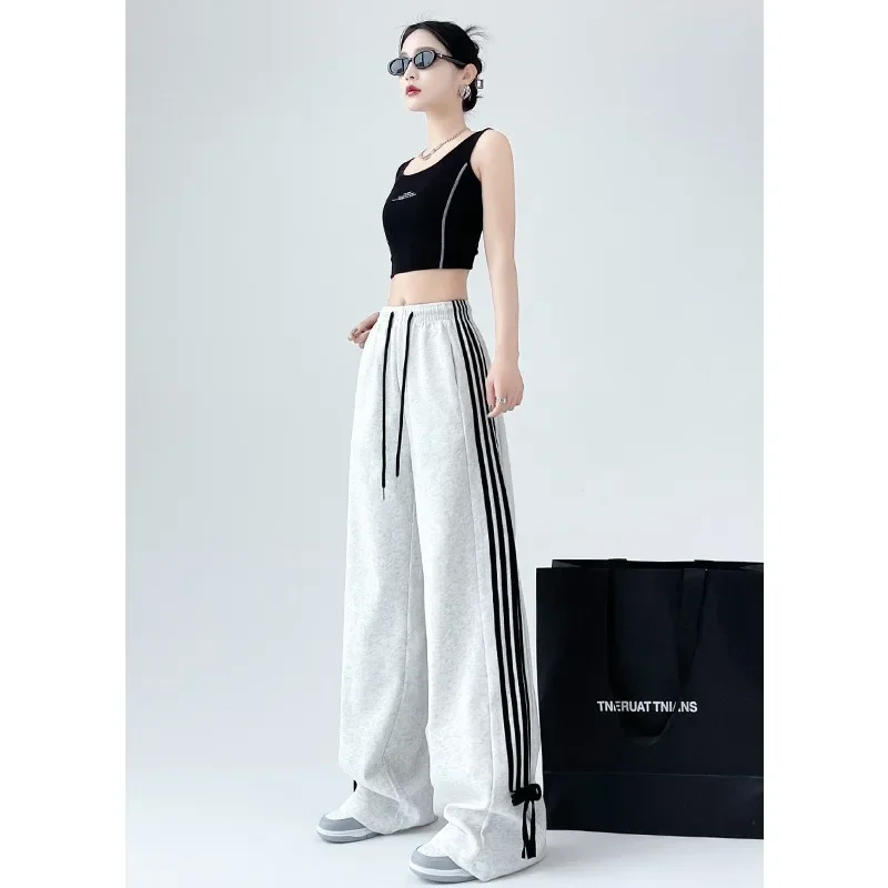 Bow Sweatpants Women's 2024 New High Waist All-match Wide Leg Pants Dexing Lazy Casual Sweatpants