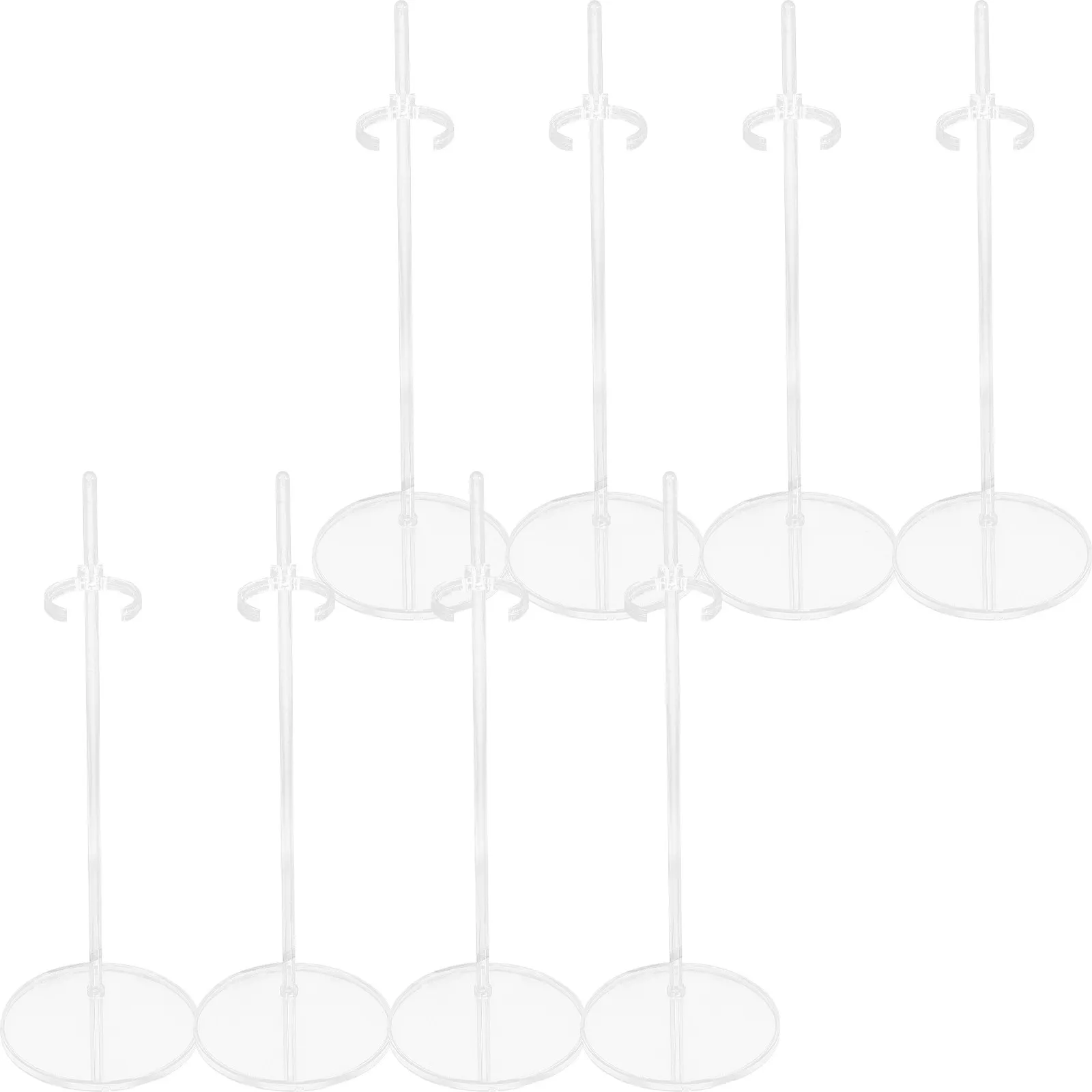 8개 조절 가능한 액션 피규어 디스플레이 스탠드 11-13인치 미니어처 데스크탑 홀더용 투명 플라스틱 디스플레이 랙