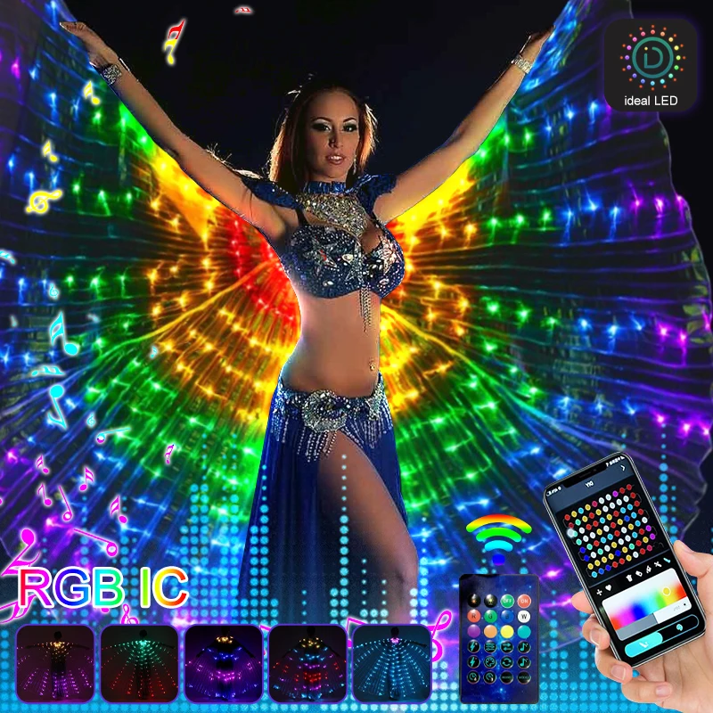 Belly Dance Isis Wings,LED Butterfly Wings,Led Isis Wings Belly Dance Accessory,Fluorescen Isis Wings,Dancing Carnival Costumes