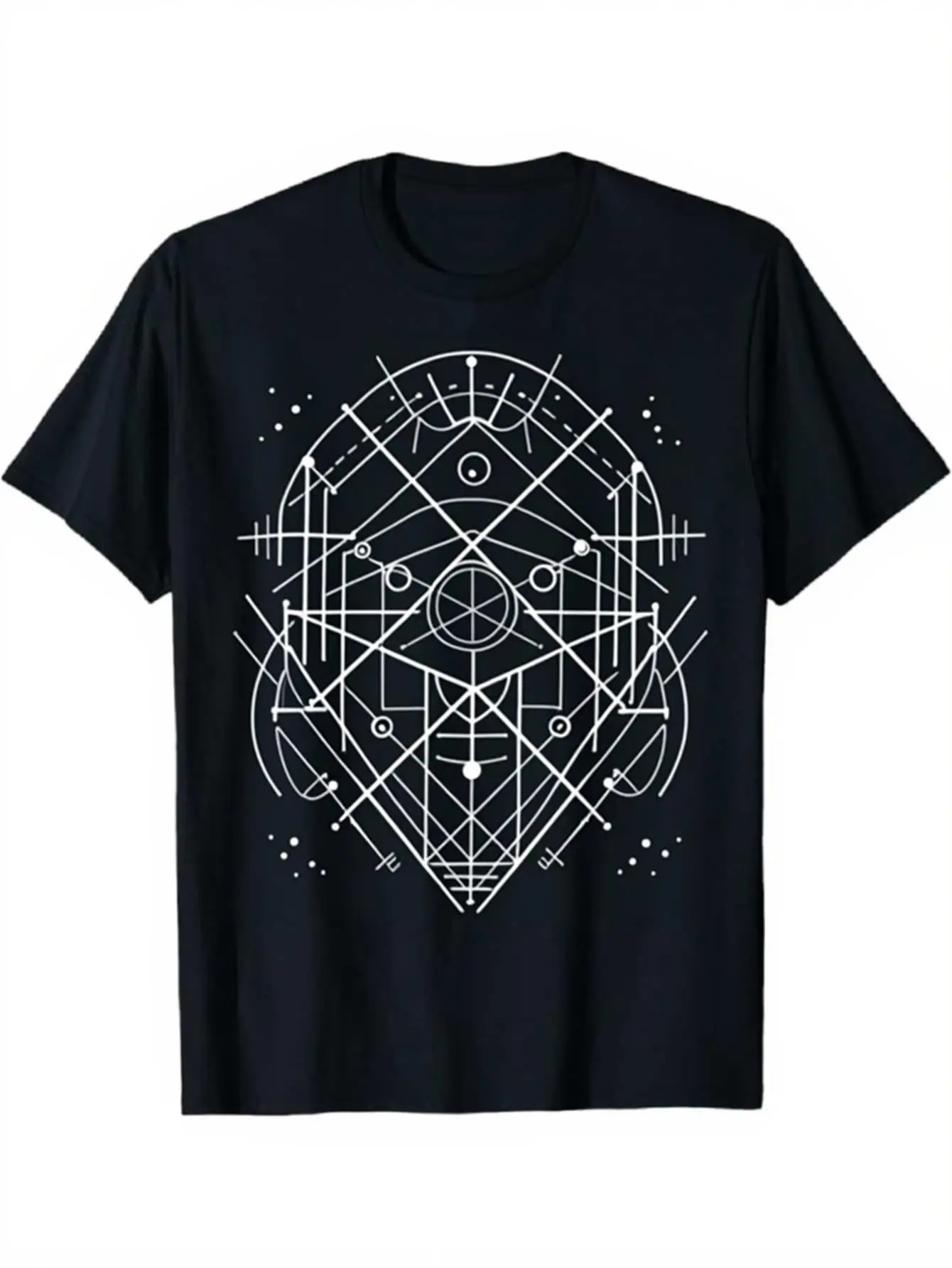 Occult Geometry Gothic Mystical Symbol Print T-Shirt 100% Cotton O-Neck Short Sleeve Summer Casual Mens T-shirt Streetwear
