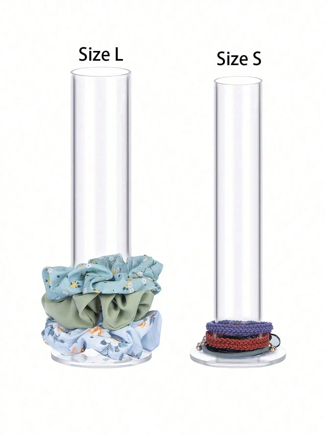 

Прозрачная акриловая подставка-органайзер для резинок для волос и браслетов - размеры L и S