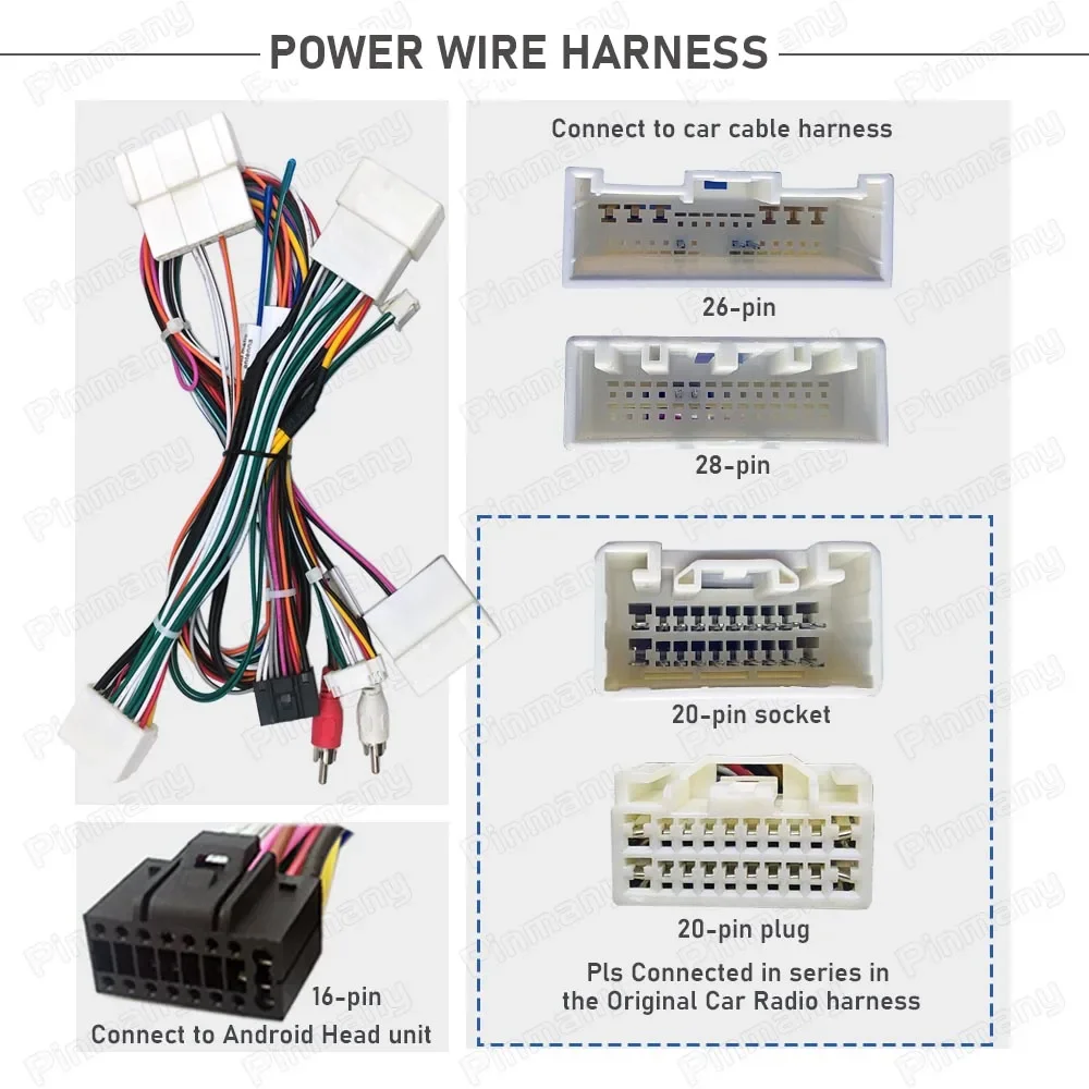 Car Android head Unit Cable Adapter Power Wire Harness Connector CAN Bus Decoder TYC41 For Lexus LS430 2004~2006 High Level