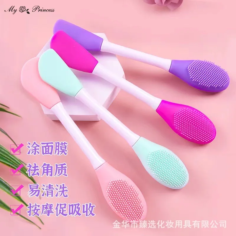 Double Headed Silicone Face Cleansing Scrubber Brush Facial Mask Brushes Applicator for Women Face Makeup Brush Skin Care