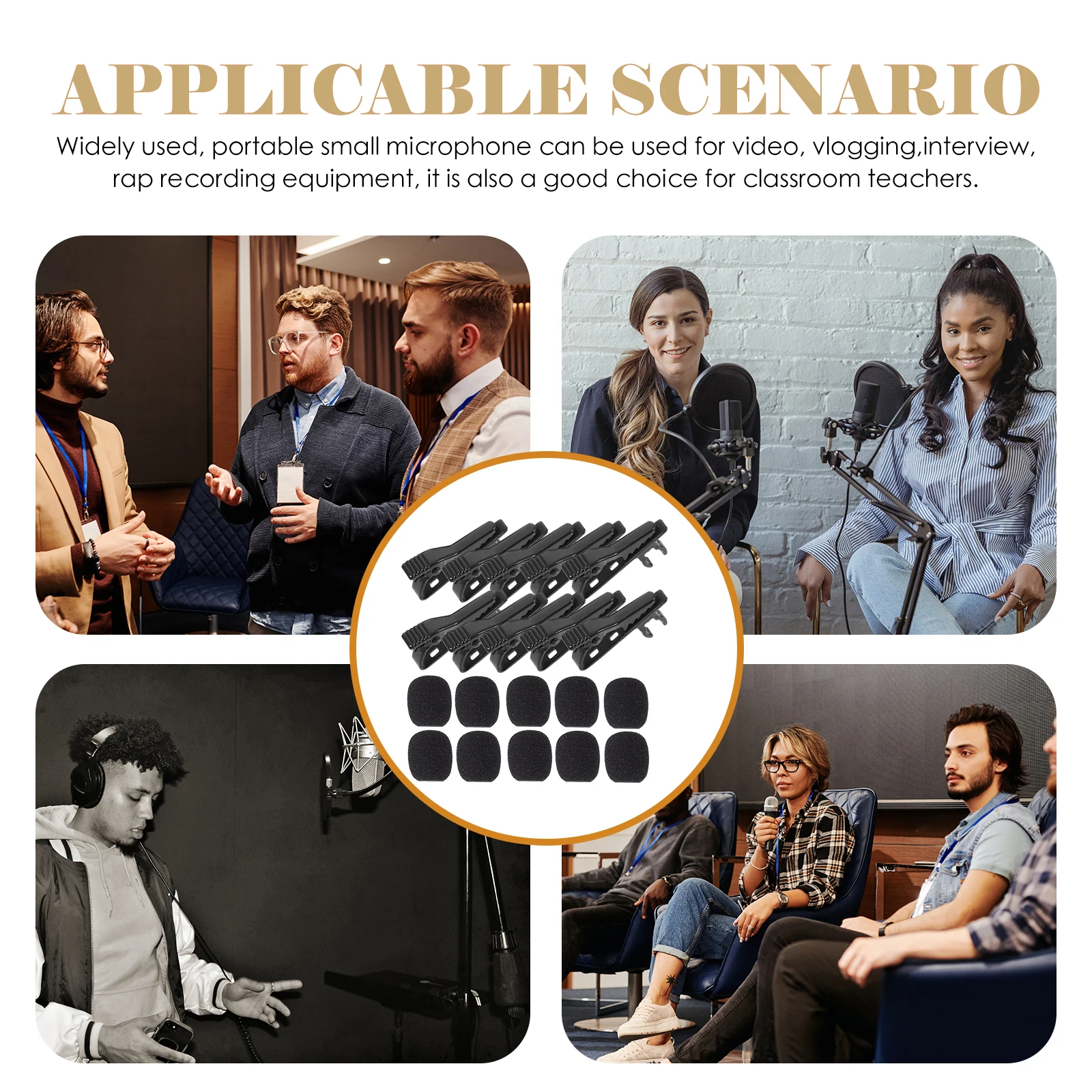 

10Pcs Universal Microphone Clip Compact Lightweight Iron Build Ideal for Online Chatting Video Conferencing Singing Performances