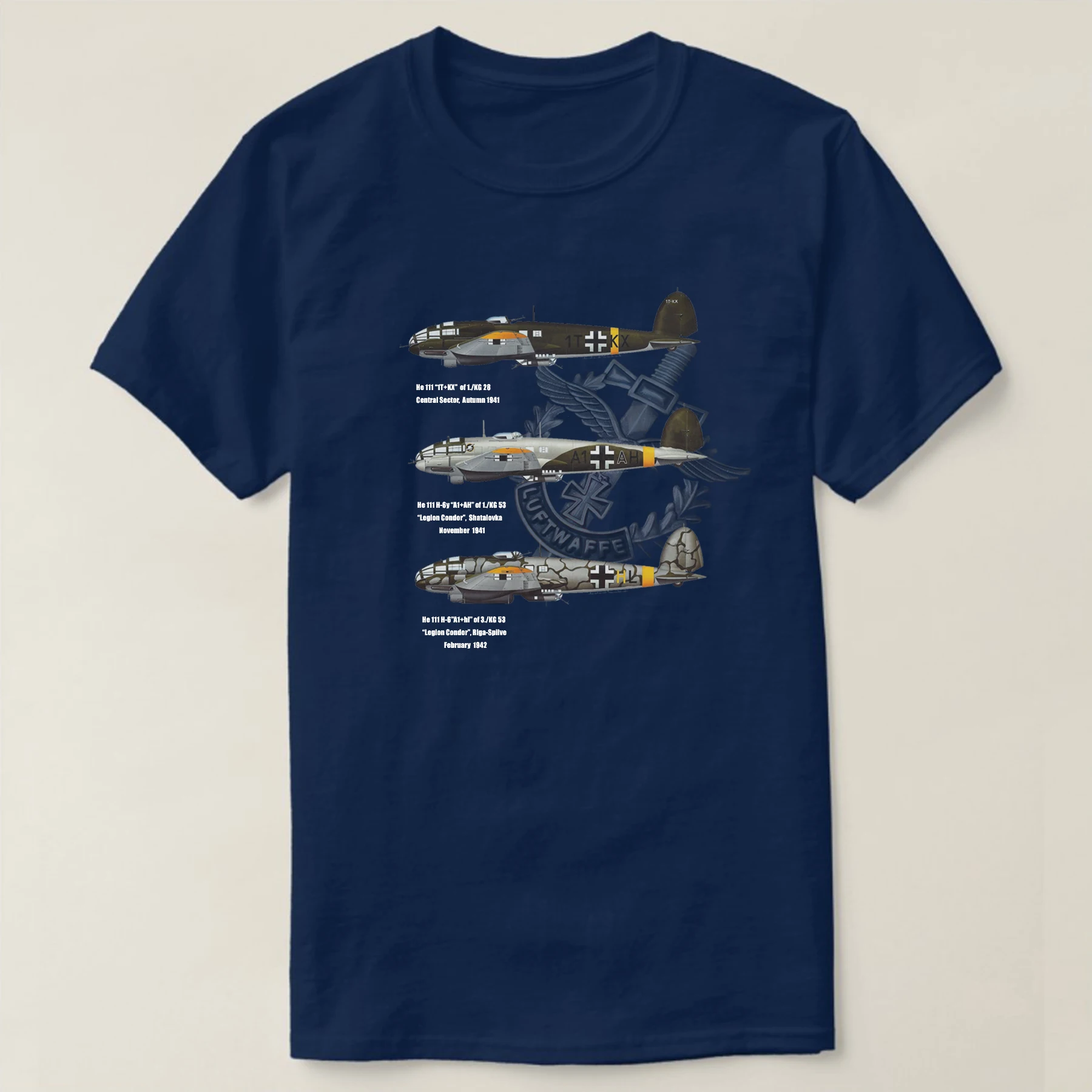 WWII German Air Force Luftwaffe Heinkel He 111 Bomber T-Shirt New 100% Cotton Short Sleeve O-Neck T Shirt Casual Mens Top