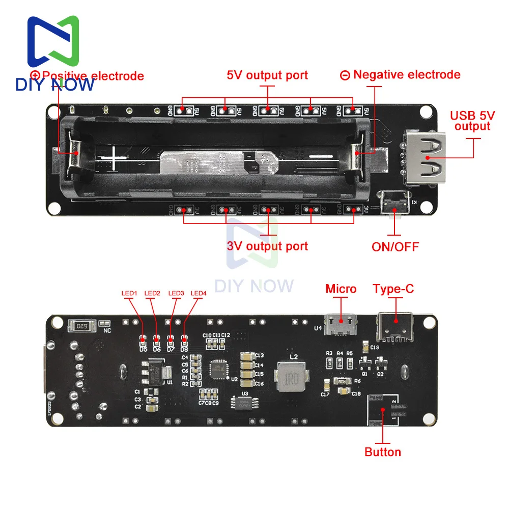 18650 Lithium Battery Shield V3 Mobile Power 1-Way Charging Module WEMOS ESP32 Power Expansion Board SMD Battery Holder