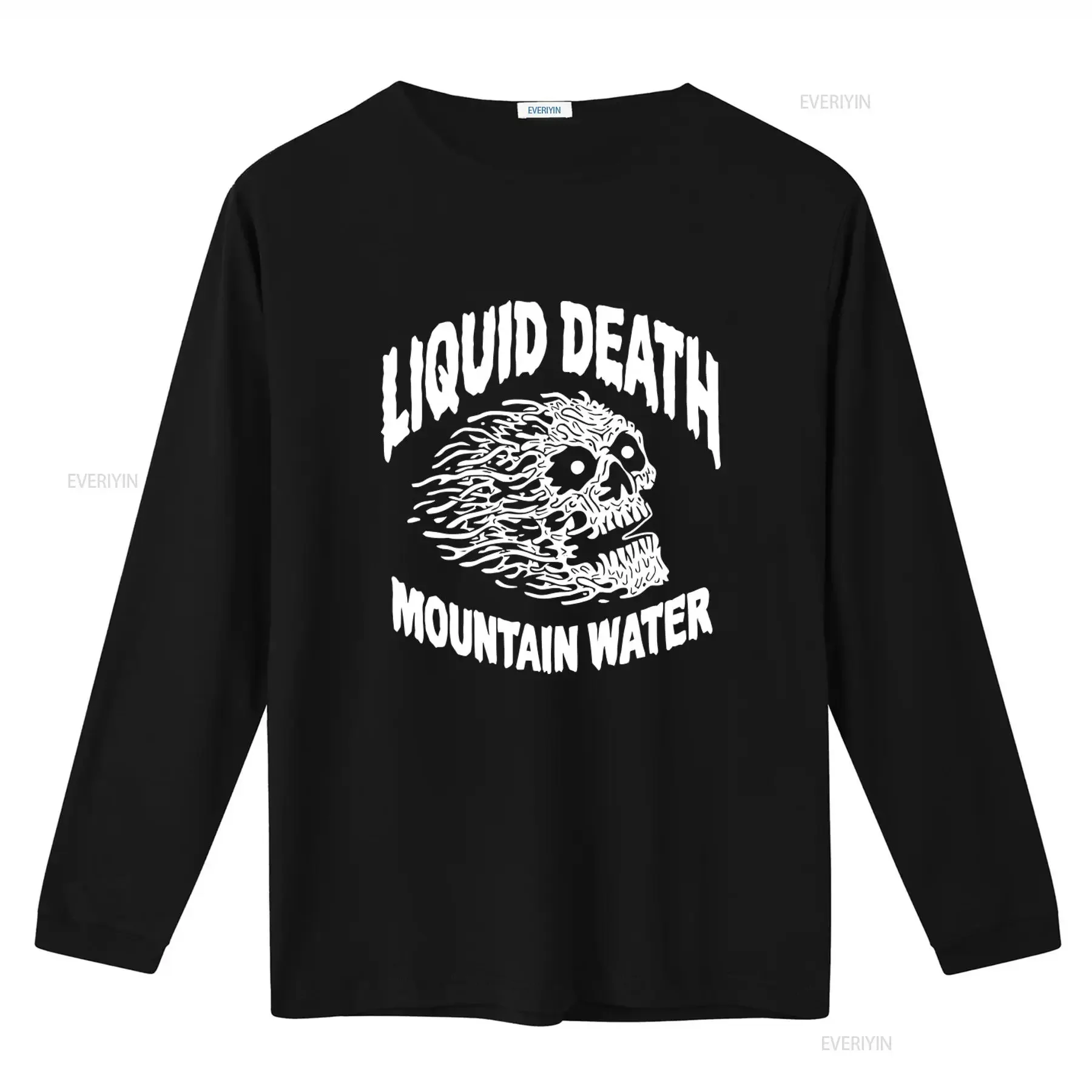 Liquid Death Mountain Water Skull Logo Mens Large  Black T Shirt vintage Washed graphic Top For Everyday Wear Soft Stretched