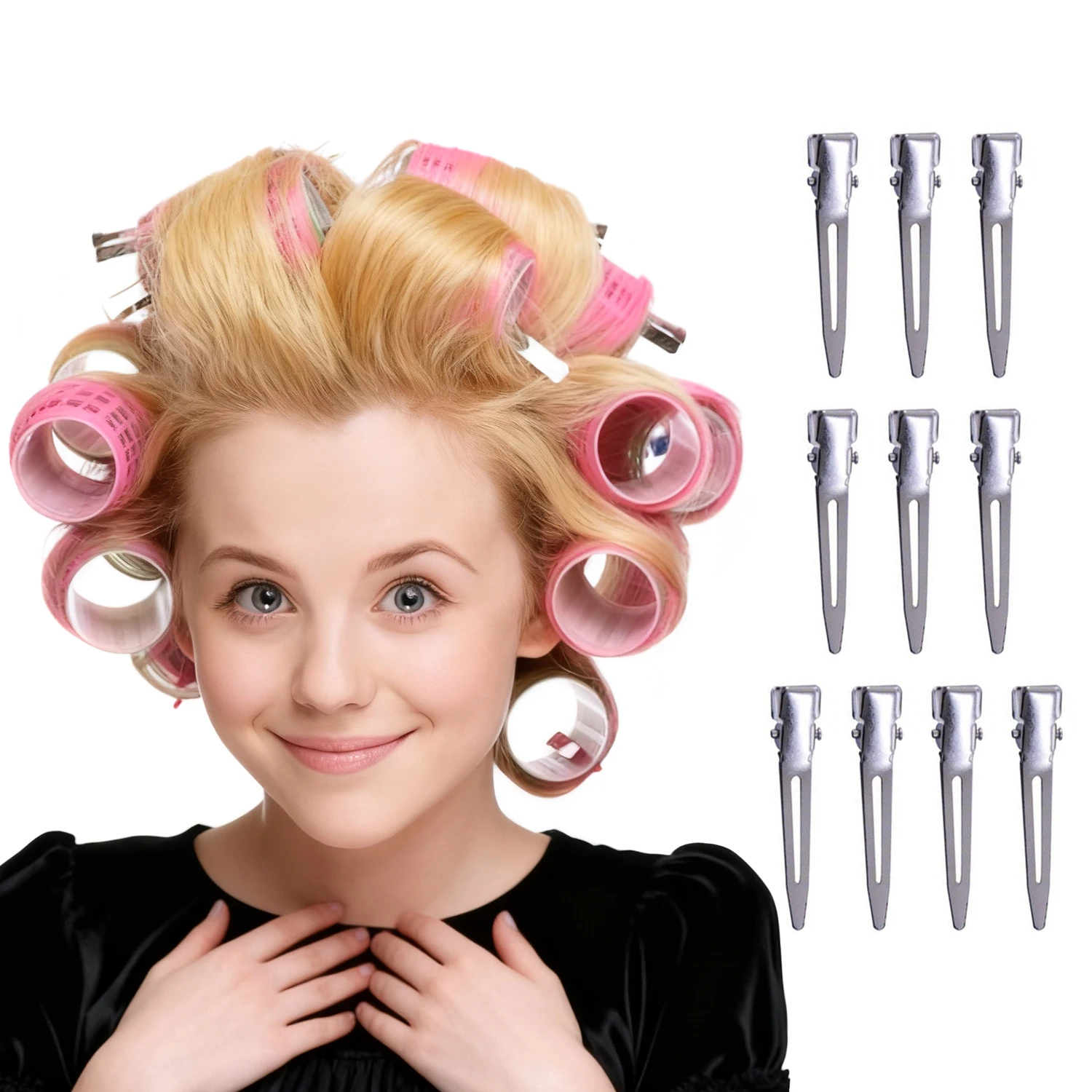 

10 pcs 4.5cm Salon Hairdressing Tools No Crease Hairpins Curl Hair Clips Single Prong Styling Accessories Makeup Clips