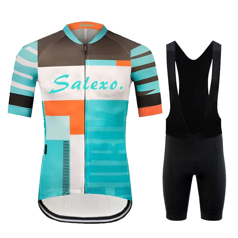 

SALEXO 2024 New Cycling Jersey Set Men's 20D Bike Shorts Set MTB Ropa Ciclismo Men Short Sleeve Bicycle Shirts Maillot Clothing