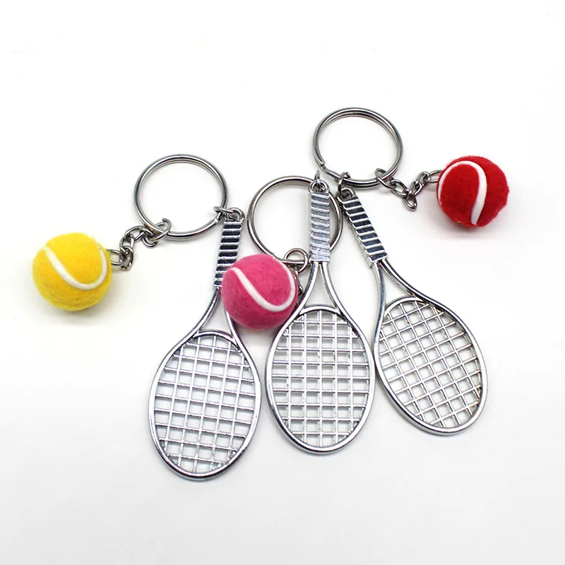 20Pcs Tennis Racket Keychain Cute Sport Mini Keychain Car 6 Color Pendant Keyring Sports Key Chain Who Love Sports Gifts