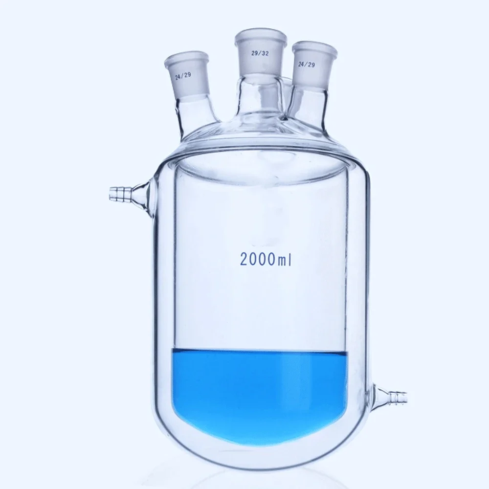 250 500 1000ml 4-Necks Double LayerJacketed Boro.3.3 Glass Reactor Bottle Flask Laboratory Glassware Chemical Experiment