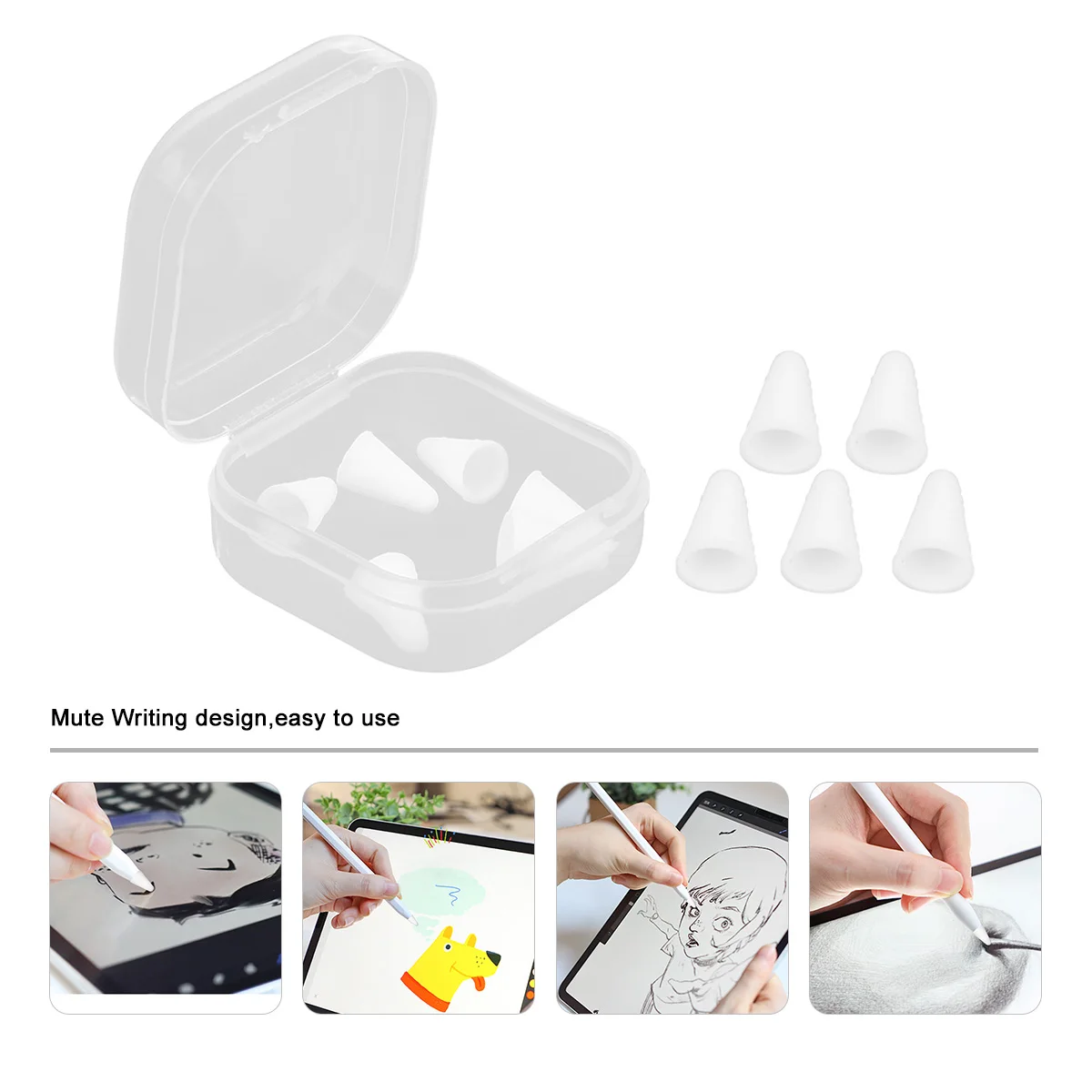 

8pcs Protective Case Anti-Slip Stylus Cover Silicone Protector Case Compatible for Apple Pencil 1 2 (White)