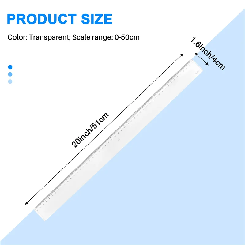 Regla centimétrica recta larga de medición de plástico transparente eficiente-50Cm