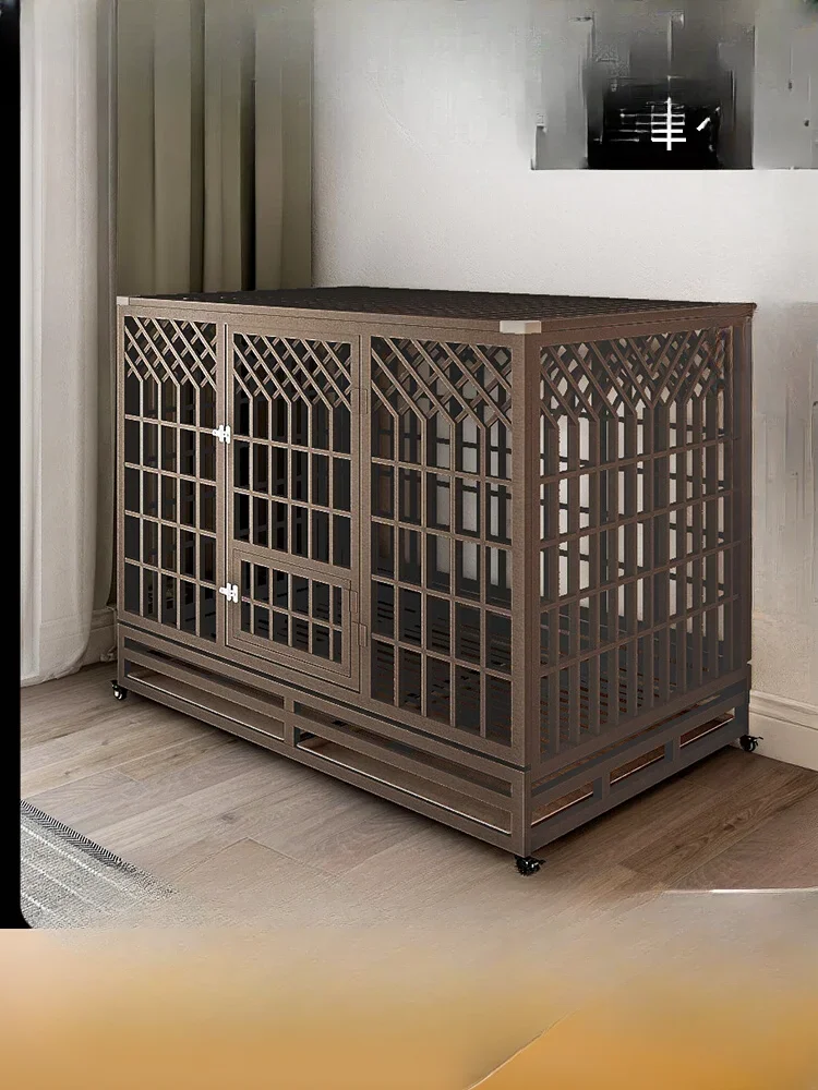 Medium and large dog iron cage room with thickened outer side and toilet