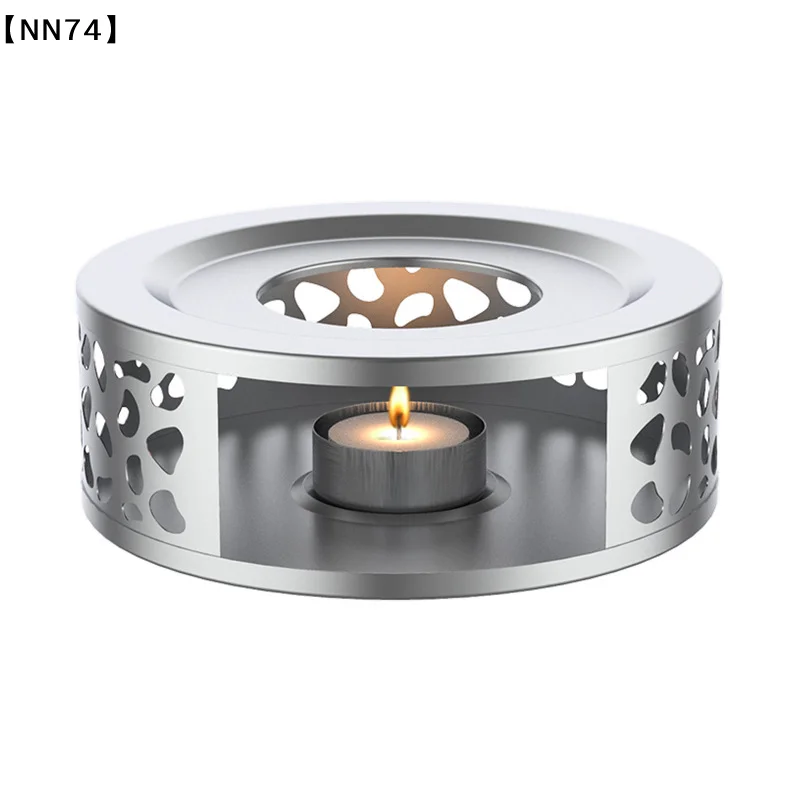 【NN74】Stainless Steel Tea Teapot Stand Heater Candle Round Base Heater Coffee Milk Candle Holder Stove Crazy Volcano Oil[J]【W4】