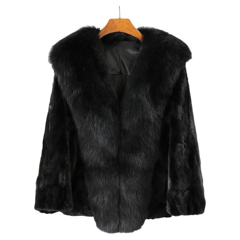 

Autumn and Winter Women's Mink Coat 2025 Collection New Mink Fox Fur Collar Fur Sleeveless Jacket