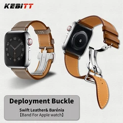 Kebitt High Quality Iwatch Ultra3 Genuine Leather Band Deployment Buckle Strap For Apple Watch Series11 10 9 8 7 Se 3 46 45 49mm