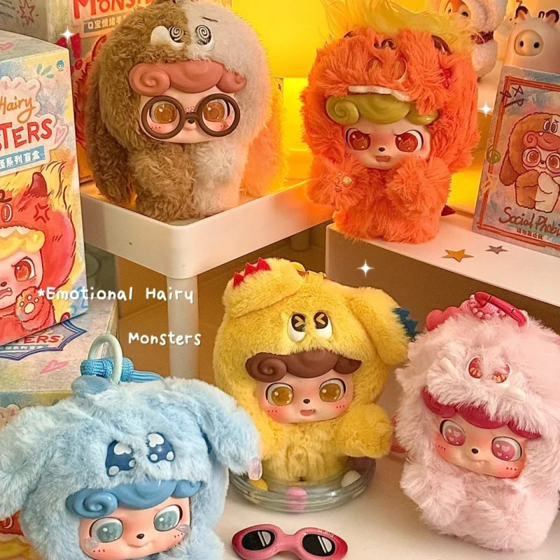 

New Hot Genuine Q.Kid Emotional Hairy Monsters Blind Box Series Vinyl Doll Sweet Creative Backpack Pendant Box Toy Gifts