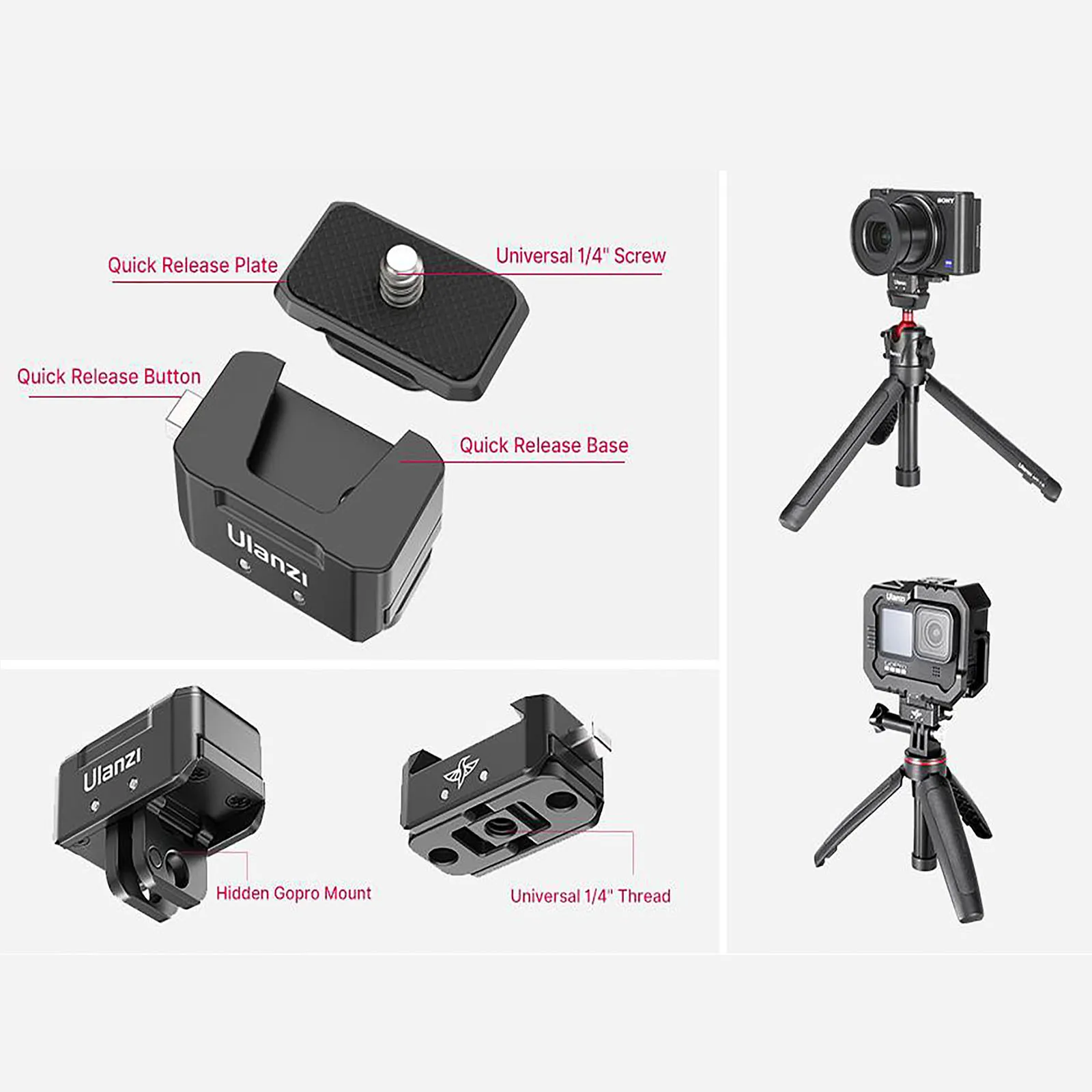 Hummingbird Camera Quick Release Mount Adapter Tripod QR Plate Adapter Vlog Filmmaking Accessories Kits For SLR DSLR Camera