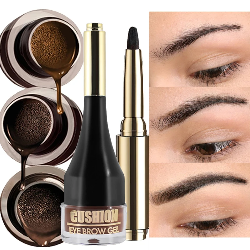 1PC Brown Black Eyebrow Cream Enhancers Waterproof Long-lasting Air-cushion Dye Brows Gel Tinted Makeup Liquid Eyebrows 4 Colors