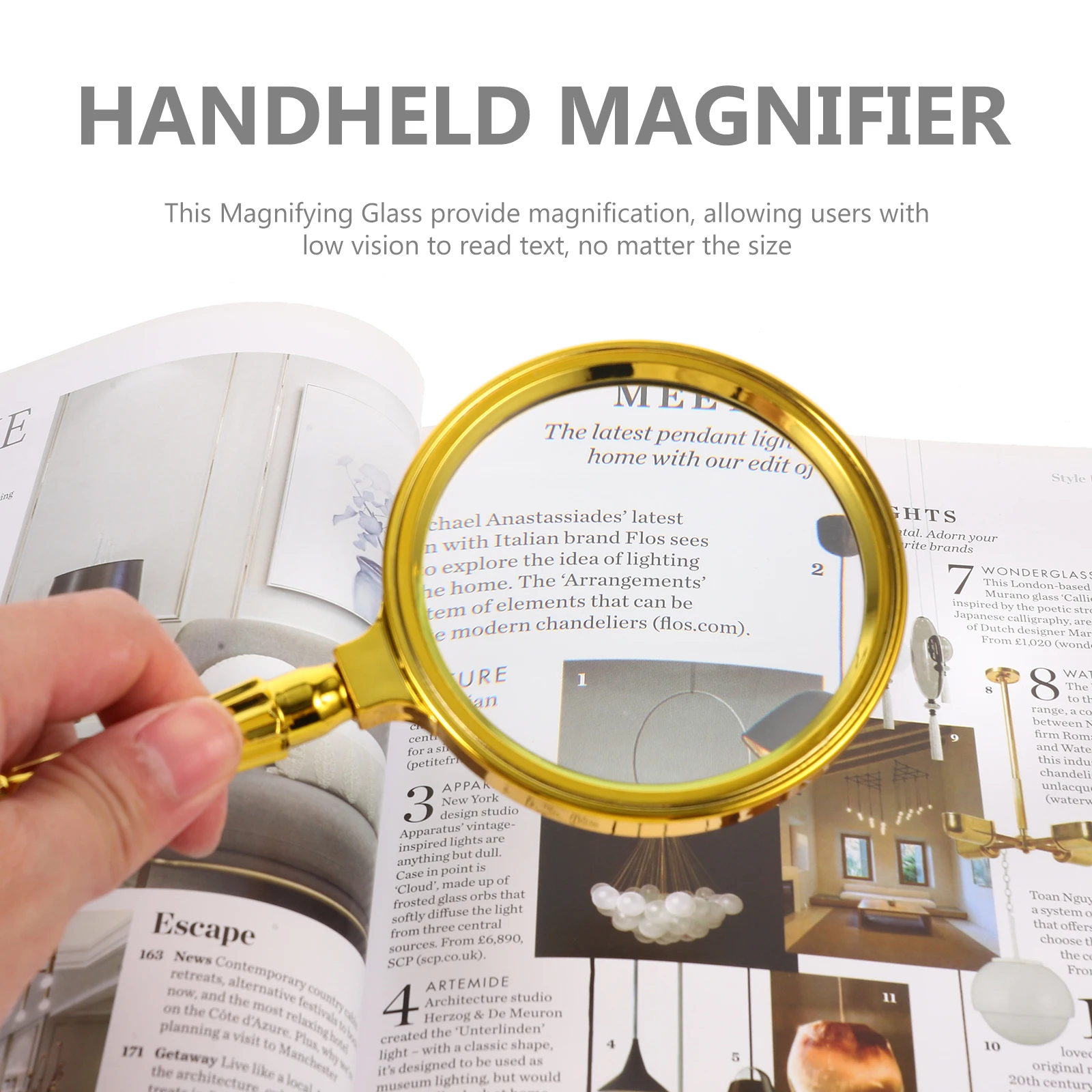 

High Quality Gold Plated Handheld Magnifier Clear Magnification Lens for Reading Small Text Craft Modeling and Collection Detail