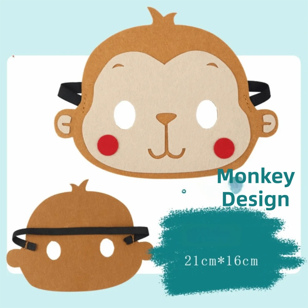 4 szt. Maski filcowe dla dzieci na Dzień Dziecka, maski zwierzęce, prezenty dla dzieci, maski na pół twarzy z motywem kreskówkowym, filcowe uszy zwierząt