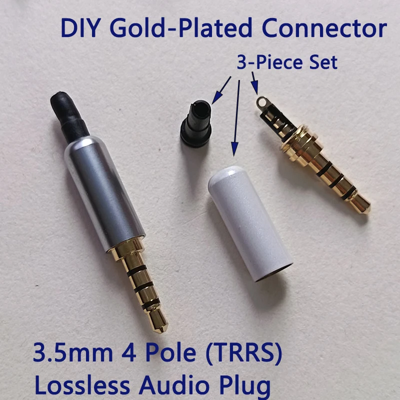 1/3/5 Sets Gold-Plated 3.5mm Stereo Headphone Plug 3 Pole / 4 Pole TRS TRRS Audio Jack Connector for DIY Headphone Repair view 4