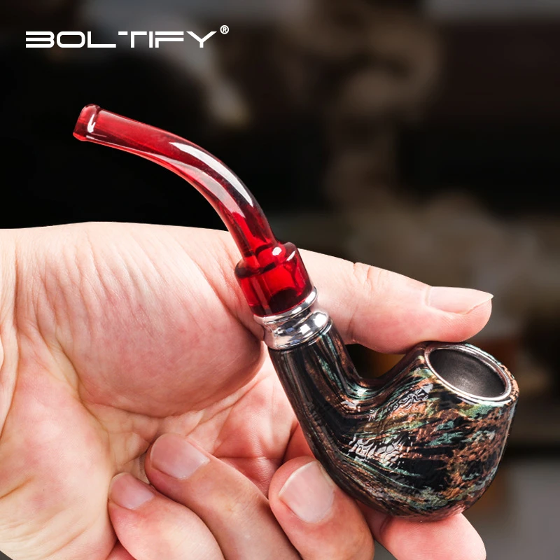 

New Resin Wood Smoking Pipe Snake Scale Bent Pipes Chimney Glown Tobacco Pipe Tube Cigar Grinder Smoke For Men's Gifts Smoking