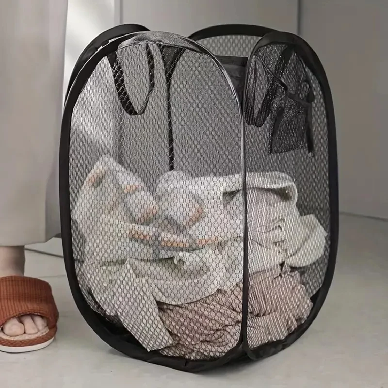 Mesh Pop-up Dirty Clothes Basket Laundry Foldable Dirty Clothes Storage Basket Large Capacity Storage Baskets for Organizing