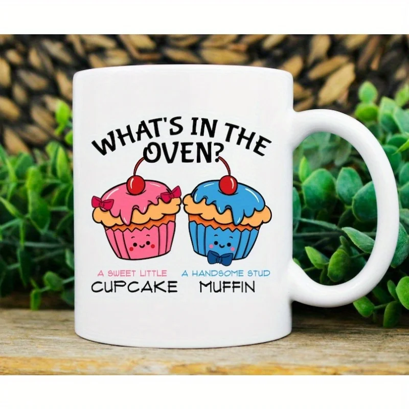 Taza What's In The Four: bonito regalo de anuncio de revelación de género para padres, divertida taza para Baby Shower con magdalenas y muffins