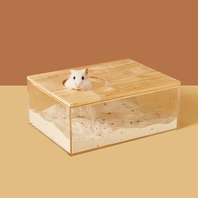 Hamster Bathroom House Sandbox Transparent Urine Sand Basin Ladder Toy Lemmings Supplies Sand Bath Container Small Pet Cleaning