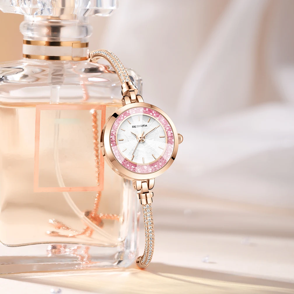 REBIRTH Waterproof Women's Watch Diamond Style Bracelet Stretchable Strap Original Watch