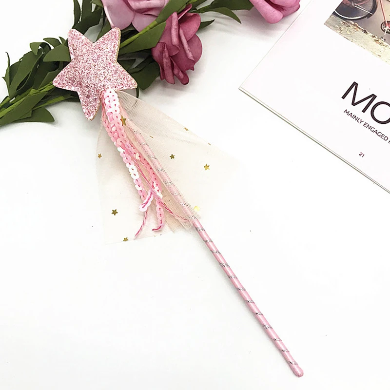 Cute Fairy Wand Dreamlike Five Pointed Star Fairy Wand Kids Magic Stick Girl Birthday Party Gift Halloween Princess Cosplay Prop