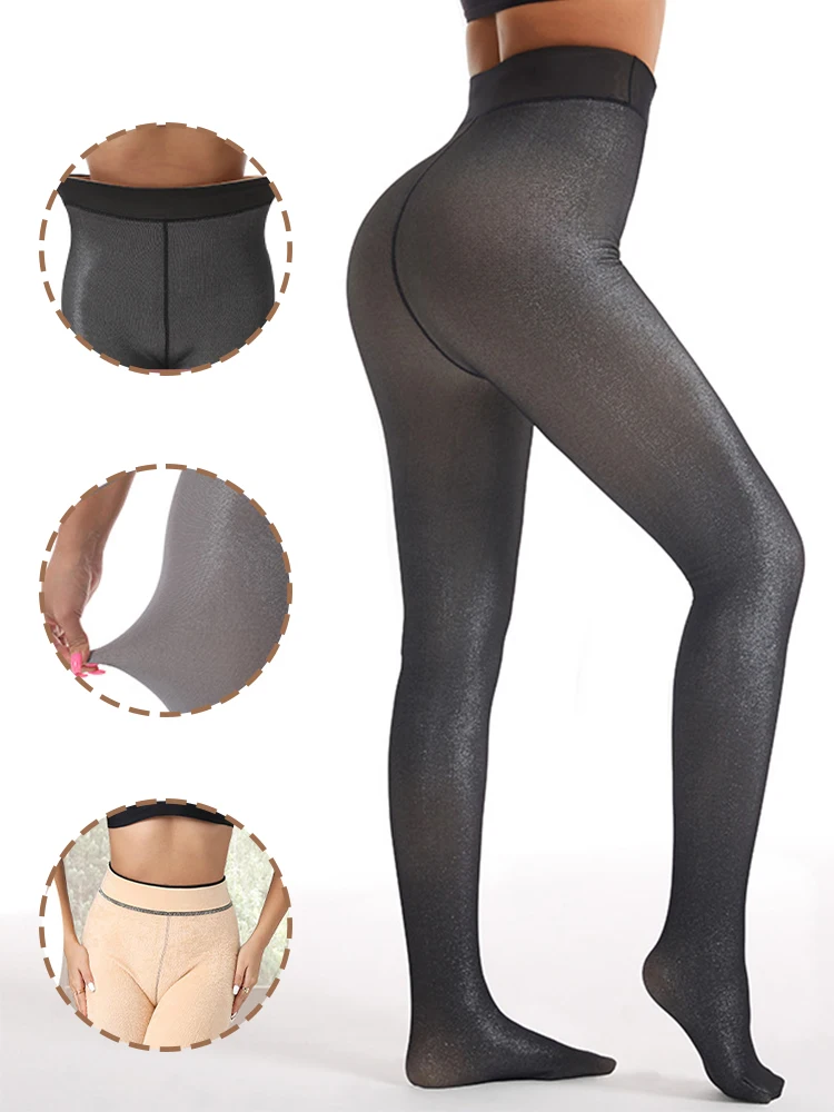 เลกกิ้งบุขนแกะแบบมีประกาย สำหรับผู้หญิง ใส่ในฤดูหนาว อุ่นสบาย ยืดหยุ่น นุ่ม สวมใส่สบาย ดีไซน์ทันสมัย ทรงเข้ารูป เอวสูง