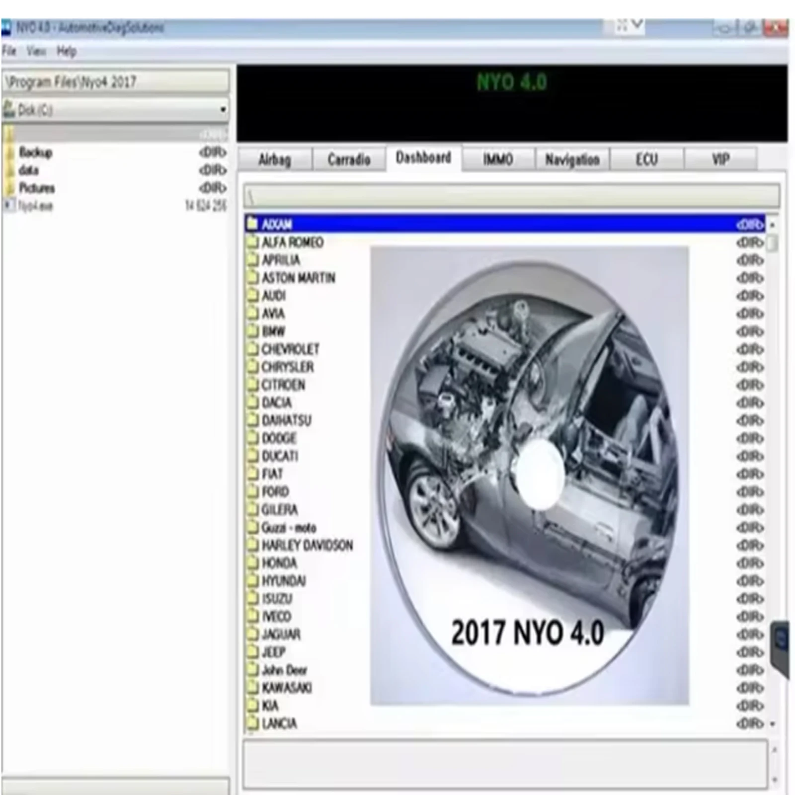 2025 Hot NYO 4 أكياس هوائية آمنة لقاعدة البيانات الكاملة + لوحة القيادة + راديو السيارة + IMMO + برنامج إصلاح البيانات الأوتوماتيكي للملاحة يدعم Win7/8/10