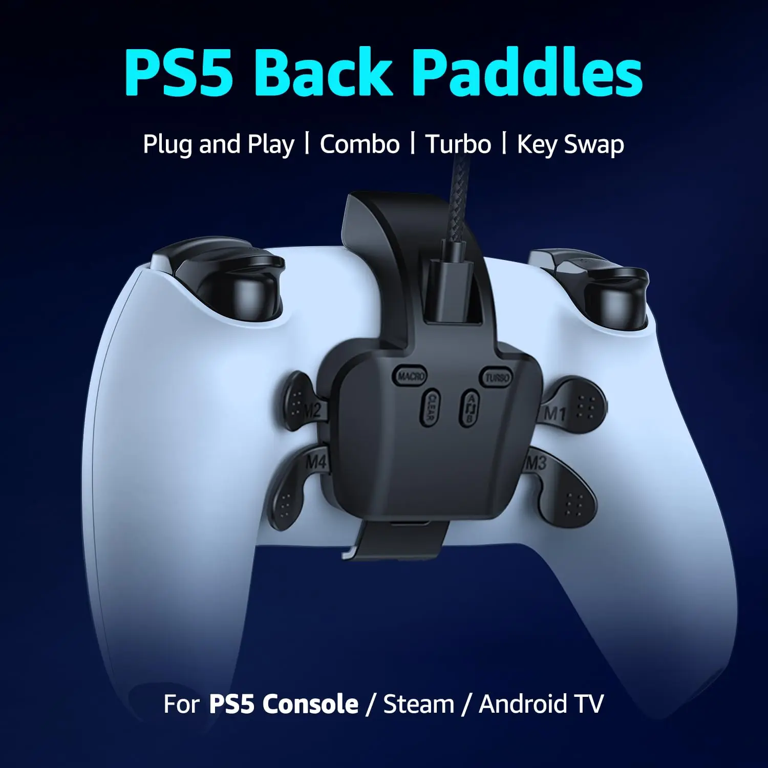 PS5 컨트롤러용 IWGAME 플러그 앤 플레이 패들, 4개의 뒤로 버튼 부착으로 터보, 키 스왑, 프로그래밍 가능한 기능 지원