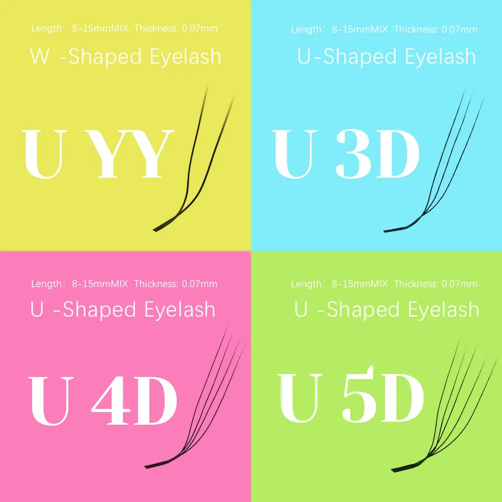 MASSCAKU L/LU/M Curl 8-15mm mélange en forme de U 3D-5D ventilateurs Extension de cils floraison automatique cils confortables maquillage en gros