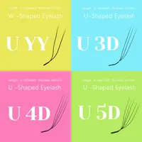 MASSCAKU L/LU/M Curl 8-15mm mezcla en forma de U ventiladores 3D-5D extensión de pestañas floración automática pestañas cómodas maquillaje al por mayor