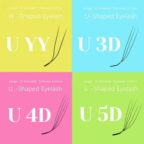 Imagen 1 del producto MASSCAKU L/LU/M Curl 8-15mm mezcla en forma de U ventiladores 3D-5D extensión de pestañas floración automática pestañas cómodas maquillaje al por mayor
