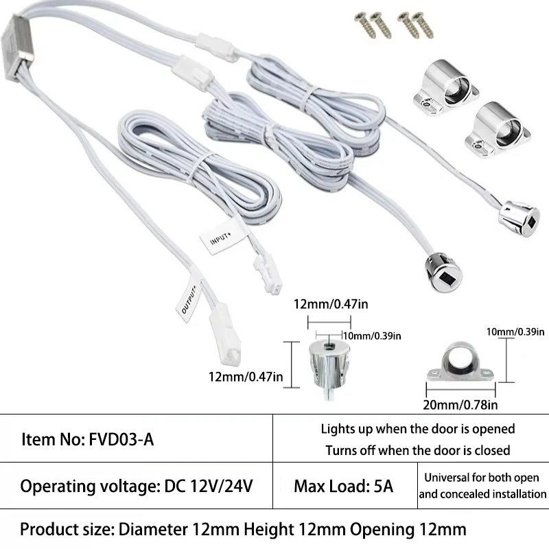 12V/24V 5A IR Proximity Sensor Switch / Automatic On/Off LED Light Controller for Cabinet, Door & Drawer