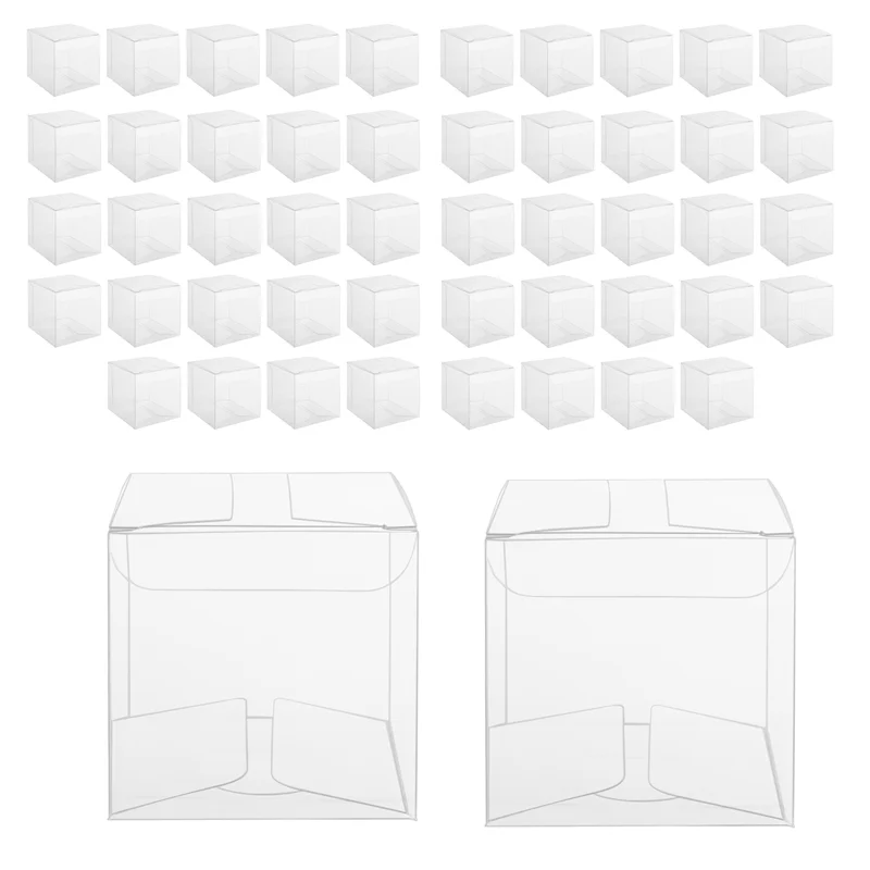 A59E-50Pcs Clear Plastic Boxes For Gifts Pvc Packing Box Gift Packaging Transparent Candy Box Wedding Gift Boxes Party Favors