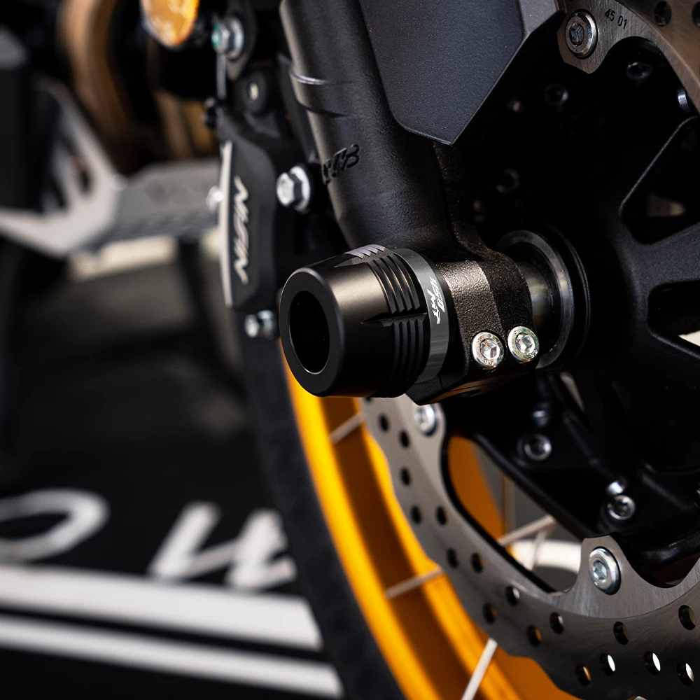 ل CFMOTO 450MT CF MOTO 450 MT اكسسوارات دراجة نارية الجبهة الخلفية عجلة شوكة المنزلق المحور تحطم حامي Swingarm بكرة المتزلجون