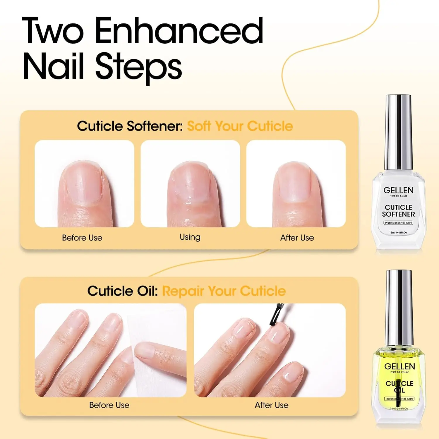 GELLEN 2 قطعة 18 مللي زيت البشرة المنقي مزيل الأظافر مقوي حامي الأظافر 2 في 1 الرعاية إصلاح Mancure طلاء الأظافر #6