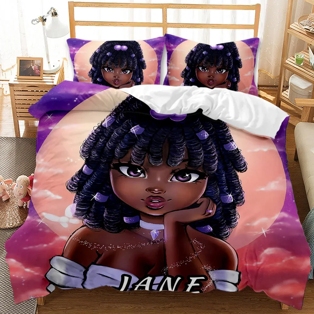 Black Girl Magic Bedding Set, African American Black Art Girl Duvet Cover, Bedroom Decor Comforter Cover For Teens