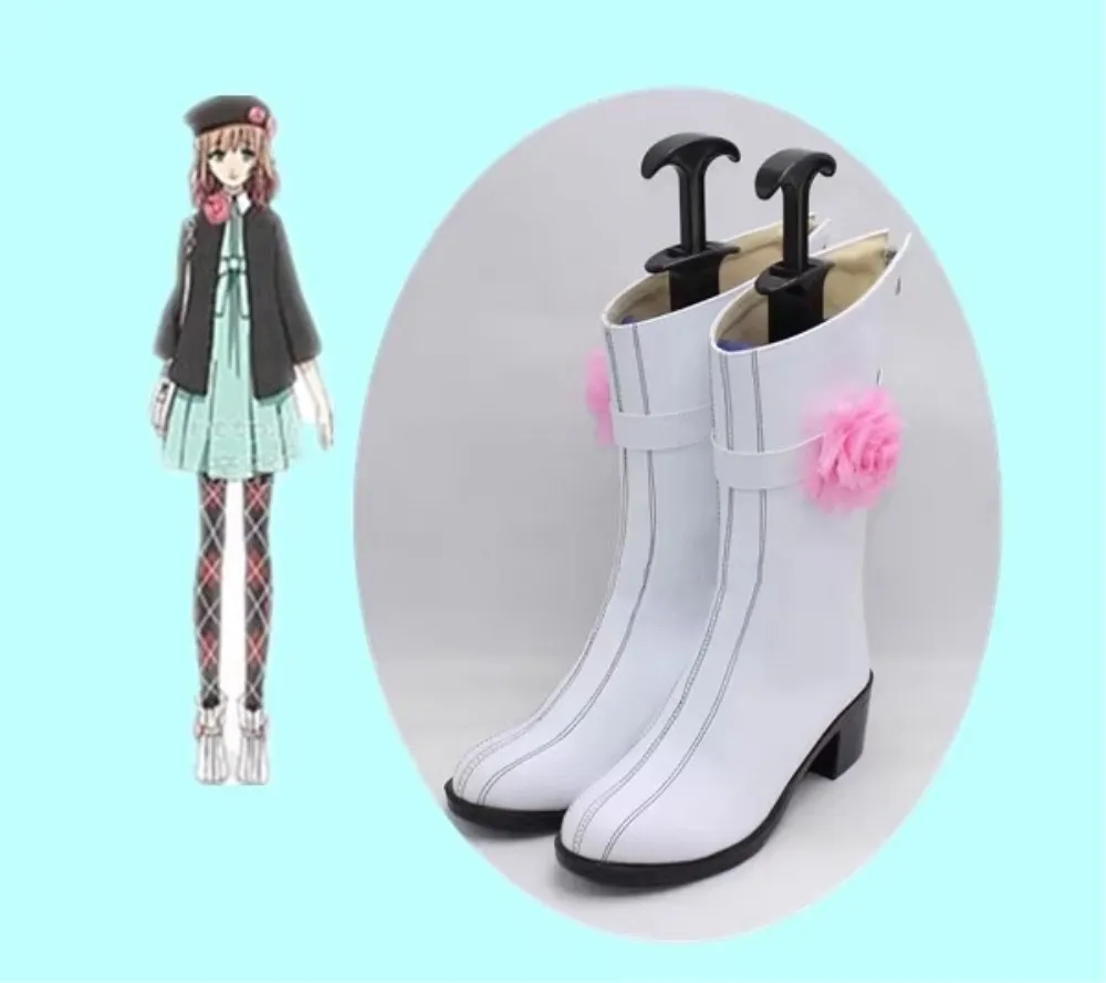 AMNESIA Heroine Cosplay Kostüm Schuhe Anime Weiß Handgefertigte Kunstlederstiefel