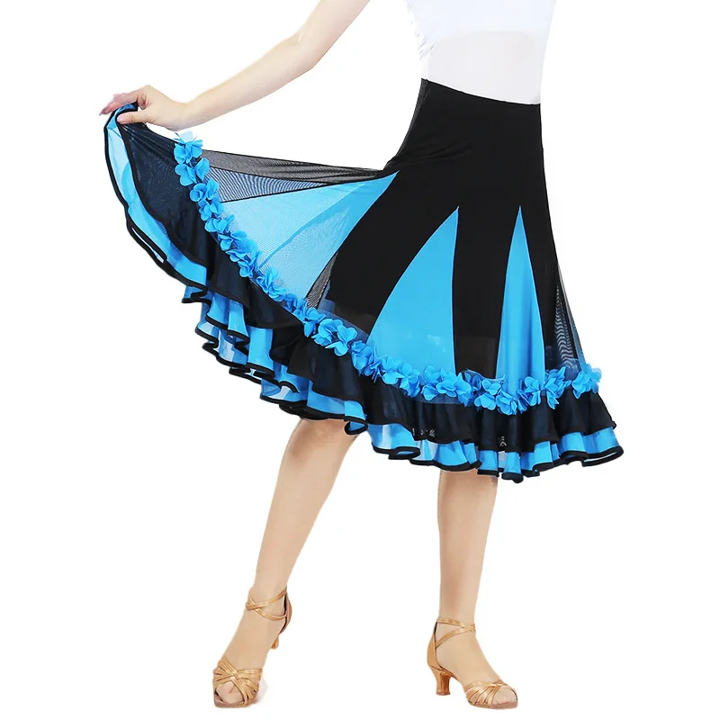 Womens Dance Practice Performance Rok Dans Halve Lengte Swing Rok Ballroom Dance Flower Swing Rok