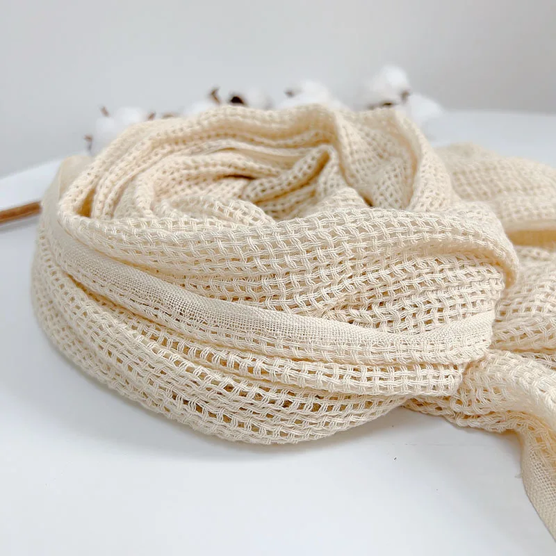 

Scarf Women Silk Cotton Beige Long Breathable Shawl Neckwear Accessory For Spring Autumn Holiday Gift